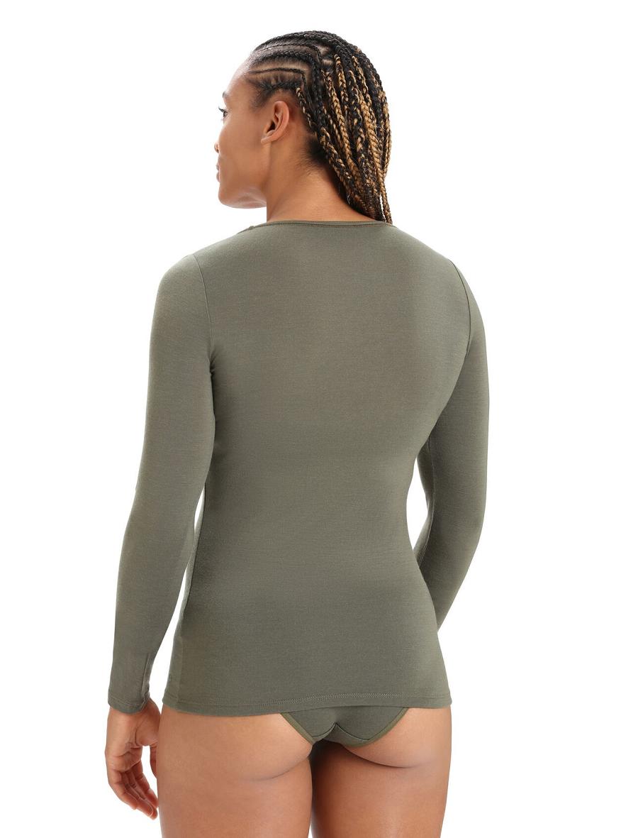 Women's Icebreaker Merino Siren Long Sleeve Sweetheart Top Underwear Loden | CA 1259TCEV